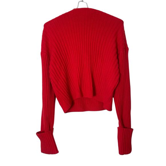 Everlane Organic Cotton Ribbed Mock Roll Neck Sweater in Red Size Small - Picture 1 of 6